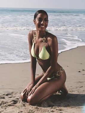 Cult Gaia Zoey Bikini Bottom in the color Lime